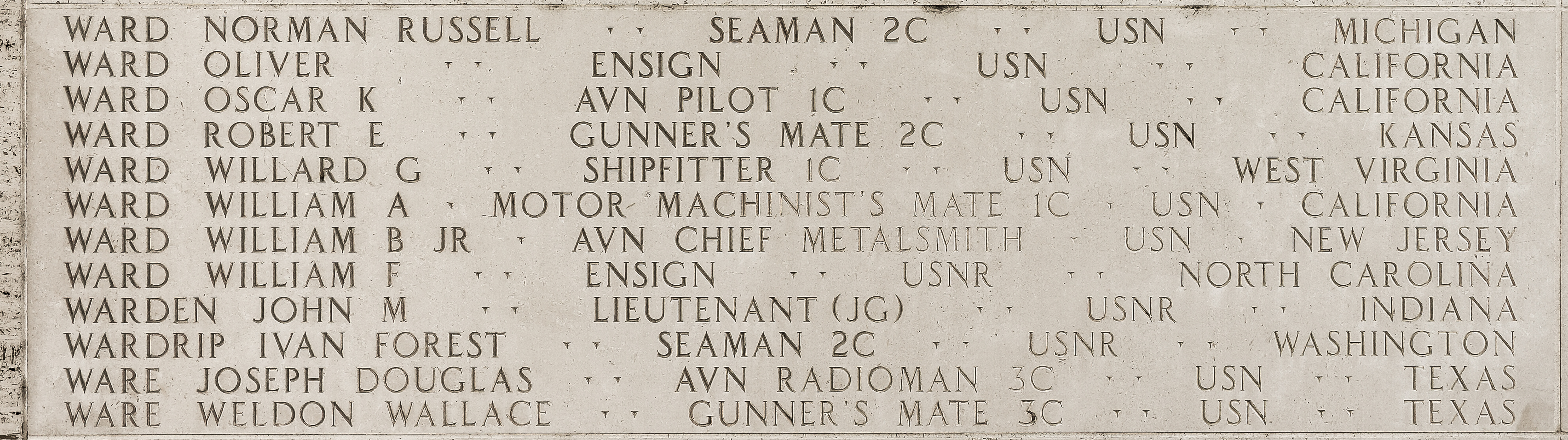 Willard G. Ward, Shipfitter First Class